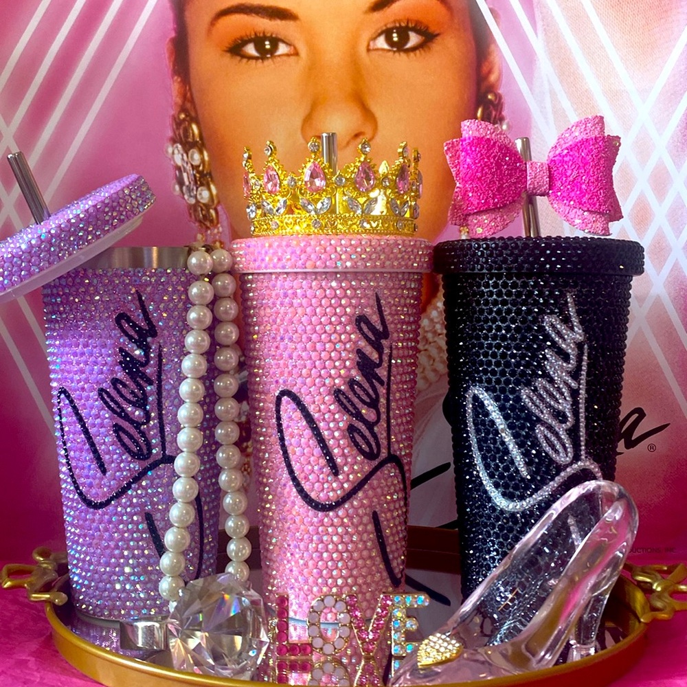 Black and sliver rhinestone Selena Tumbler - Picture 2 of 2